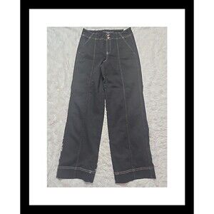 Chicos Black Pull On Stretch Wide-Leg Denim Trouser Jeans Size 8 30x30 NWOT